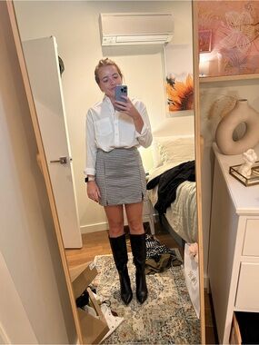 H&M Black and White Houndstooth Mini Skirt
